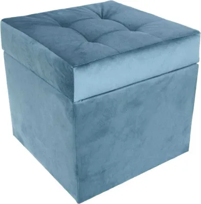 Obrázek produktu pro mg designová čalouněná stolička, 45x45 cm, barva modrá - měkký sedák, skládací s úložným prostorem (50 l) vydrží zatížení až 100 kg