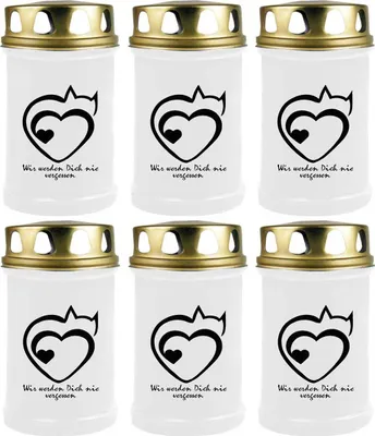 Image de Bougie funéraire - Pack de 6 - Blanc 48h ( couvercle or ) - Coeur