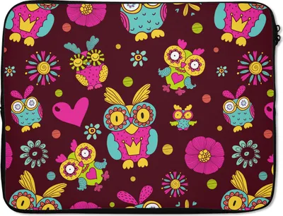 Produktbild von MuchoWow® Laptop Hülle 17 Zoll Laptoptasche Mädchen - Eule - Schokolade - Muster - Mädchen - Kind - Kinder - Zipper - Schutzabdeckung