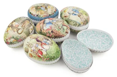 Produktbild von Strauchbehang Ostereier »Beatrix Potter« zum Befüllen, 12 cm, 6 Motive sortiert (12) Höhe 120mm NEU
