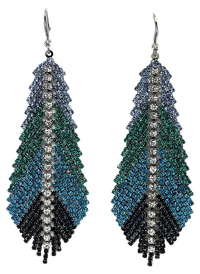 Image de AVANT-GARDE PARIS Boucles d'oreilles ornées de cristaux et de plumes