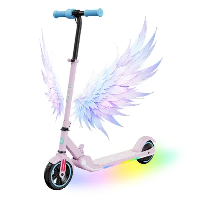Produktbild von RCB Elektroroller Kinder ab 6-12 Jahren, Elektroroller mit LED-Anzeige, Bunte Neonlichter, Einstellbare Höhe und Geschwindigkeit, Nur 6.5KG Faltbarer