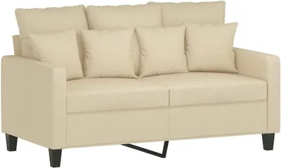Produktbild von Cremefarbenes 2-Sitzer-Sofa, 138 cm, Polstersofa aus Stoff mit Metallgestell, modernes Design, Zweisitzer für Wohnzimmer, Schlafzimmer und Büro, Sitzbreite 120 cm