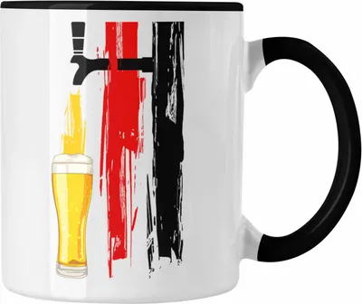 Produktbild von Trendation - Bier Geschenke für Männer Tasse mit Deutschlandflagge und Bier Grafik (Schwarz)