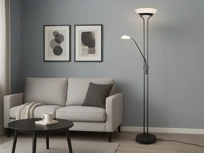 Image de Lampadaire LED ORSON 27 W 2700 lm 3000 K + 4,5 W 450 lm 3000 K noir mat