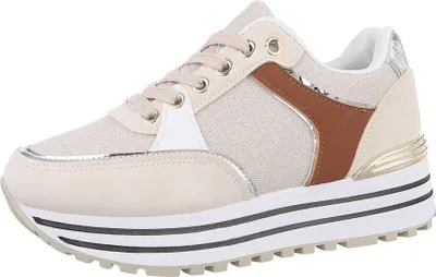 Produktbild von Ital-Design Damen Freizeitschuhe  Textiloptik, Lederoptik Sneakers Low 86188203 Beige Gr.  40