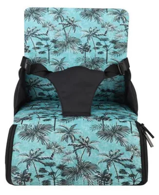 Image de Suréleveur pour enfant, chaise haute pour bébé, modèle pliable pour voyage, avec dossier et harnais, couleur verte