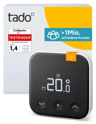 Produktbild von tado° Funk-Temperatursensor X für Smarte Heizkörperthermostate X – Schwarz/Weiß
