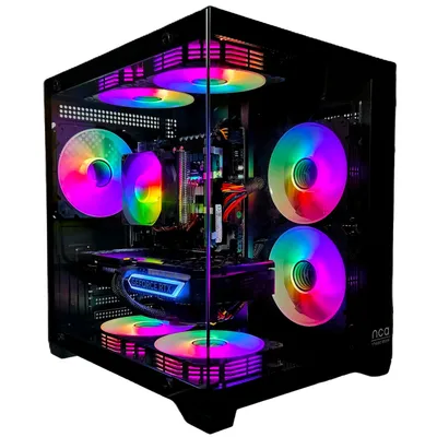 Produktbild von Gaming Gehäuse PHANTOM BLACK | 7 RGB-Lüftern | RGB-Controller | Fernbedienung | Echtglas | schwarz