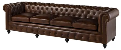 Produktbild von MASSIVMOEBEL24.DE Sofa 4-Sitzer Echtleder 274x82x75 braun CHESTERFIELD #104