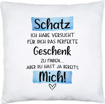 Produktbild von Schatz Geschenk Kissen Inkl. Füllung Mit Spruch Ehemann Freund Partner Humor Sarkasmus Geschenkidee