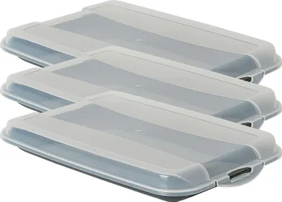 Produktbild von Novaliv 3er-Set Anthrazit Premium Aufschnittbox mit Transparentem Deckel, Frischhaltedosen für Wurst & Käse Maße 25x17x3 cm Kühlschrank Organizer Knäckebrotbox Wohnung must-have Küchen Gadgets