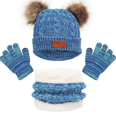 Zdjęcie produktu dla Czapka szalik rękawiczki zestaw zimowy dla chłopca ciepły beanie