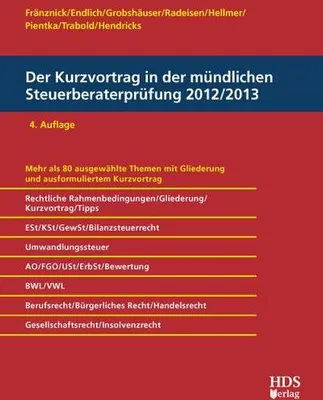 Produktbild von Der Kurzvortrag in der mündlichen Steuerberaterprüfung