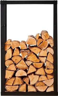 Produktbild von Famanu Holzlagerregal Schwarz Metall - Holzlager Innen & Außen - 100x60x25 cm