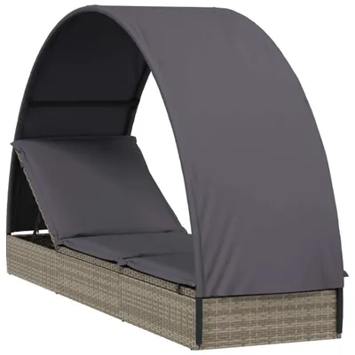 Produktbild von "SummerSchlussverkauf" Sonnenliege 1 pc moderner Stil - Relaxliege - Balkon Saunaliege - mit Runddach Grau 211x57x140cm Poly Rattan - Gartenliegen NEU 2026 432105