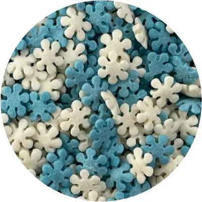 Produktbild von Zuckerdekor weiß-blaue Schneeflocken 1kg