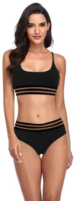 Produktbild von RPAEOY Damen y Bikini Set Push Up Badeanzug High Waist Color Block Swimsuits