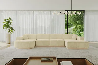 Produktbild von ALTDECOR Ecksofa in U-Form  ARRIO-U2 - 388x171x83 cm Beige -  Corner Sofa Bett Eckcouch Couch L-Form Wohnlandschaft Cauchsofa