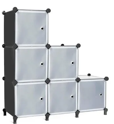 Immagine prodotto di Sistema modulare di stoccaggio Unyqoos® – 6 cubi (30 x 30 cm), pannelli in plastica con struttura in metallo e giunti in ABS, con ante, scaffale versatile per ogni ambiente