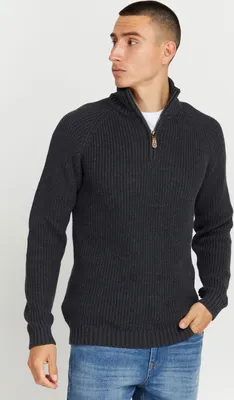 Produktbild von SOLID SDXenox Herren Strickpullover Troyer Grobstrick Pullover mit Stehkragen 100% Baumwolle Regular fit