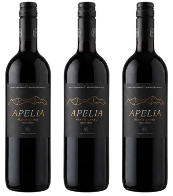 Produktbild von Imiglykos Apelia Black Label 3x 0,75l | Lieblicher Rotwein | Imiglykos | 11,5% Vol. | Kourtaki | +20ml Jassas Olivenöl