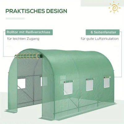 Image de Serre de jardin pour plantes - Serre avec structure métallique et ventilation - 350 x 200 x 200 cm