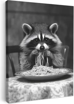 Produktbild von Leinwand Bilder 60x80 cm - Tiere, Komisch - Waschbär, Wandbilder, Wanddeko Wohnzimmer, Bild