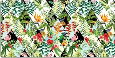 Produktbild von Schreibtischmatte Tischunterlage 120x60 cm Mauspad - Blumen und Vögel