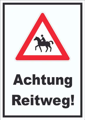 Produktbild von Achtung Reiterweg Aufkleber A9 (37x52mm)