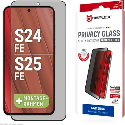 Produktbild von Displex Privacy Panzerglas (10H) für Samsung Galaxy S25 FE/S24 FE, Eco-Montagerahmen, Privacy Filter, Samsung, Galaxy S25 FE/S24 FE, Stoßfest, Staubresistent, Schlagfest, Kratzresistent, Schockresistent, 1 Stück(e)