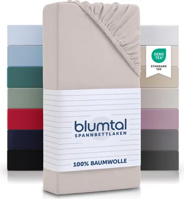 Produktbild von Blumtal Basics Spannbettlaken Topper 180x200cm Jersey - Spannbetttuch aus 100% Baumwolle - Elfenbein