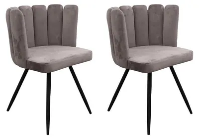Image de Lot de 2 Chaises Ariel revêtement en Velours - Gris - Fauteuil Design