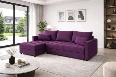 Produktbild von Aurelia L Wohnlandschaft Couchgarnitur Ecksofa in L-Form mit Schlaffunktion, Bettkasten und Kissen