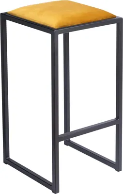 Produktbild von FERRO Barhocker 64 cm Gelb – Moderner Metall Barstuhl ohne Lehne im Loft-Stil mit Gepolstertem Sitz