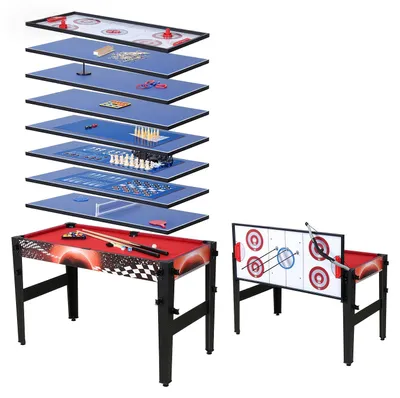 Zdjęcie produktu dla Wielofunkcyjny stół do gier 14 w 1, wyposażony w bilard, ping-pong i air hockey, idealny do rozrywki w pomieszczeniach