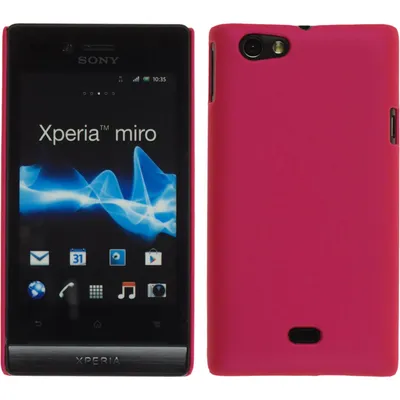 Produktbild von PhoneNatic Case kompatibel mit Sony Xperia miro - Hülle pink gummiert Hard-case + 2 Schutzfolien