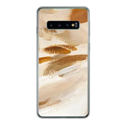 Produktbild von MuchoWow® Handyhülle Schutzhülle Hülle für Samsung Galaxy S10 Farbe - Beige - Weiß Silikon Softcase Handy Hülle - Handytasche