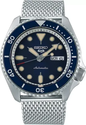 Produktbild von SEIKO Uhr 5 Sports SRPD71K1 Automatik Mechanisch Edelstahl Milanaise Armband blaues Zifferblatt 43m