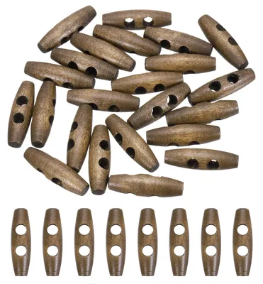 Produktbild von Holz-Knebelknöpfe - 24 Stück - Zum Nähen - 35 mm - Olivenholz