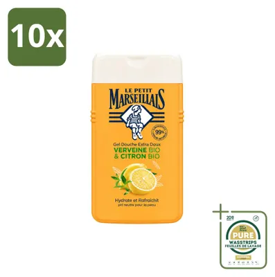 Obrázok produktu pre 10 kusov gélu na sprchovanie Le Petit Marseillais, citrón a verbena, 250 ml – balenie