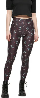 Produktbild von Urban Classics Damen Ladies Soft AOP Leggings, blackfloret, 5XL