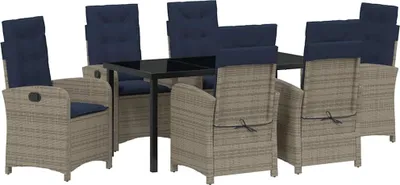Produktbild von Garten Essgruppe mit Kissen 7 pcs Grau Poly-Rattan