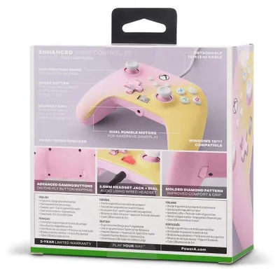 Produktbild von PowerA Verbesserter kabelgebundener Controller für Xbox Series X|S - Rosa Limonade, Gamepad, Xbox, Xbox Series S, Xbox Series X, Schaltfläche Teilen, Analog, Kabelgebunden, USB