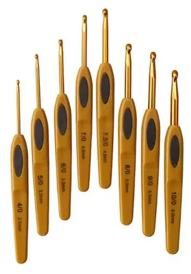 Häkelnadeln aus Aluminium, 8 Stück, 2,5-6 mm, goldene Haken