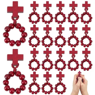 Zdjęcie produktu dla 25-częściowy zestaw różańca drewnianego z mini zawieszką