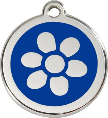 Produktbild von RedDingo Hundemarke mit individueller Gravur Blume dunkelblau, Größe: S