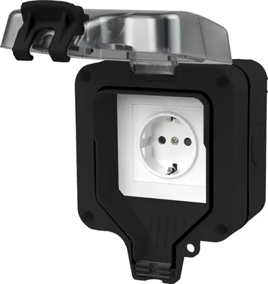 Produktbild von IP66 Steckdosen Aufputz Schwarz Wandsteckdose Gartensteckdose Außensteckdose Outdoor