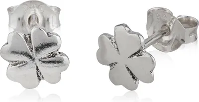 Produktbild von NKlaus Paar Ohrstecker 925 Silber, vierblättriges Kleeblatt-Amulett, 7mm