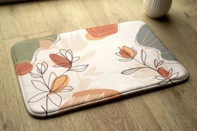 Produktbild von Badteppich Saugfähige - Badezimmer Teppich - Rutschfester Badvorleger Badematte - 90x60 cm - Geometrische Abstraktion